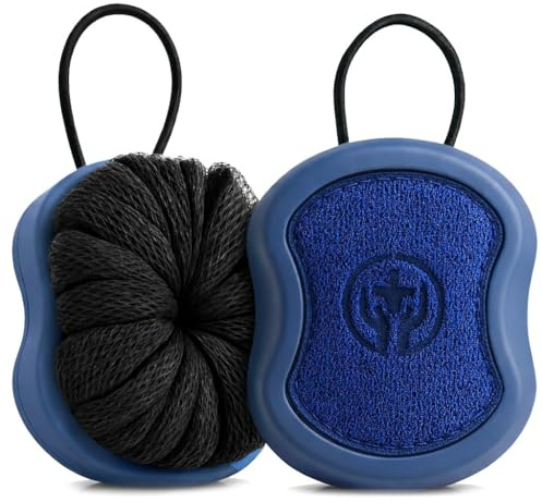 Shower Scrubber for Body 2-in-1 : 2 - Pack High Foaming Body Scrubber Exfoliator for Men, Ergonomic Shower Scrub, Deep Exfoliating Travel Bath Brush Loofah for Women, Durable Skin Wash Tool