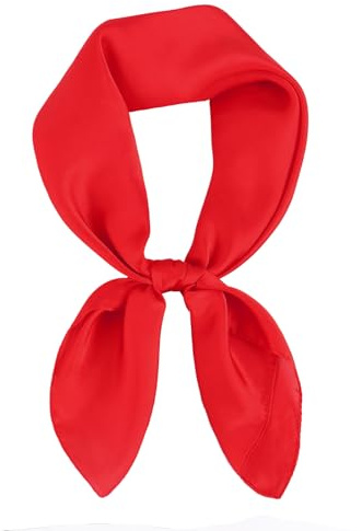 DAMILY Foulard Carré Femme Uni Bandana cheveux Femmes Satin de Soie Echarpe Mouchoir Halloween Noël Carnaval Accessoires(Rouge)