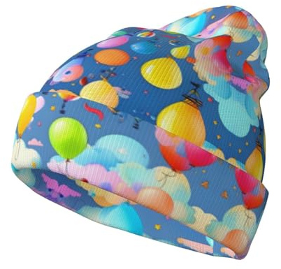 BLWSLC Cappello a maglia con palloncini colorati, caldo senza orlo, adatto per uso interno ed esterno, viaggi o attività all'aperto.