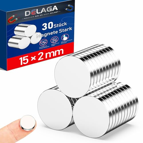 30 pezzi di magneti forti, magneti extra forti da 15x2mm, piccoli magneti per lavagna magnetica, magneti per frigorifero, mini magneti rotondi per lavagna, bacheca, ufficio