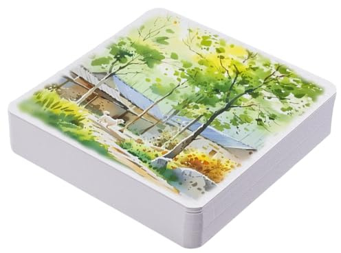 craspire 50 Feuille Carrée de Papier Aquarelle Format Carte Postale Carnet de Croquis Aquarelle 4x4 Pouces Carnet de Notes Vierge Portable Papier à Dessin Texturé 300g /M² Blocs de Papier