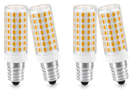 TASMOR E14 LED 5W Warmweiß Glühbirne, ersetzt 50W Halogenlampe, Nicht dimmbar für dunstabzugshaube Kühlschrank Schlafzimmer Wohnzimmer, 4er Pack