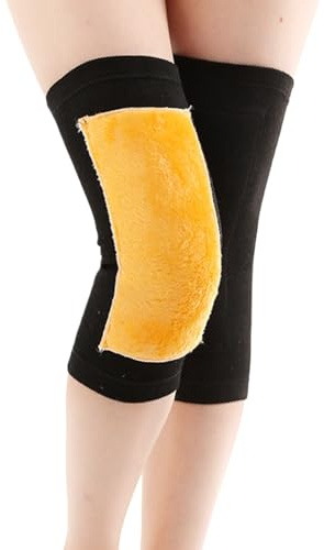 QUUPY 1Pair Unisex Adults Thicken Cashmere Wool Winter Warm Thermal Knee Leg Sleeve Knee Brace Support Pads for Volleyball Dance Cycling Outdoor Sports Protection(XL Black)