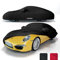 BUSHBOCK® Premium Autoabdeckung Indoor - Satin Schutzhülle Stoff - Abdeckplane Autoplane Autogarage Innenbereich - 2 Farben, 4 Größen (Schwarz, M)