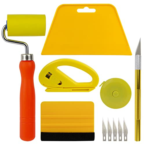 Wallpaper Tools Kit Wallpaper Smoothing Tool Vinyl Tool Wallpaper Squeegee Seam Roller Tape Measure,snitty Vinyl Cutter and Craft Knife with 5 Replacement Blades for Vinyl Wallpaper