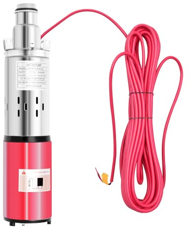Deep Well Submersible Pump, DC 12V 180W Stainless Steel Water Pump, 6.6GPM Flow, 82ft Lift, for Industrial Home Farm Ranch Irrigation 4500RPM with 49ft Electric Cord