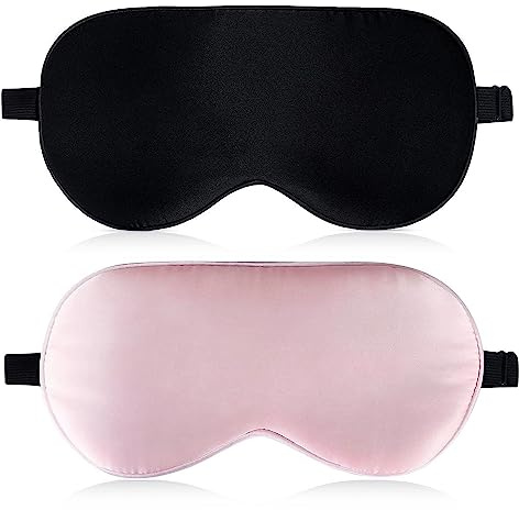 Masque de Nuit, Lot de 2 Masque de Sommeil, Masque de Sommeil en Soie Ultra-Douce, Anti-Lumière, Masque de Yeux avec Sangle Réglable, pour Dormir, les Siestes, la Méditation, pour Homme Femme