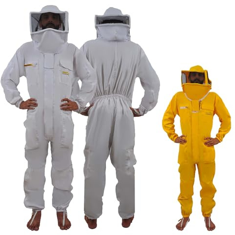 URBANSBEE Traje de Apicultura Algodón con sombrero Cuadrado, Anti abeja protectora Beekeeping suit, Traje Apicultores de Chaqueta ropa para Profesional apicultor