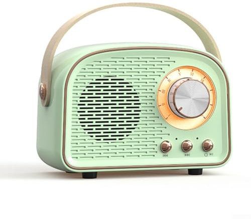 Retro Wireless Speaker With FM Radio, Rechargeable, Fast Recharge (Green)