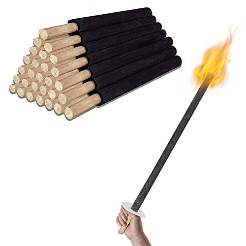 Hebitod Lot de 50 torches en cire naturelle avec long manche, torches de jardin pour extérieur, jardin, randonnée nocturne, Noël St Martin, temps de combustion 100 min