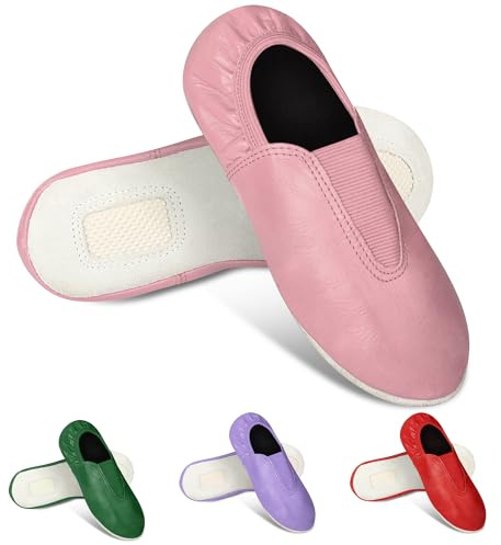 Toddler/Kids/Adult Gymnastic Shoes - Trampoline Shoes Gymnastics - Tumbling Shoes for Girls - Agility Gym Shoes Goat Leather Slip-on Rubber Sole (Flamingo Pink, US Footwear Size System, Little Kid, Women, Numeric, Medium, 3)