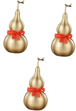 Garneck 3pcs Chinese Gourd Ornament Brass Gourd Figurine Decorative Statue for Office Home Lucky Decor