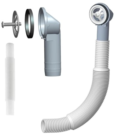 Tuyau de trop-plein pour évier - Tête ronde avec tube de trop-plein - Tuyau de trop-plein flexible pour réservoir d'eau, longueur 250 mm, diamètre 26 mm, diamètre intérieur 21 mm (blanc)