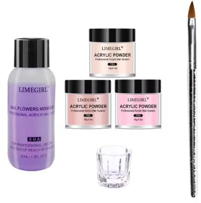 Kit de poudre acrylique transparente, kit d'ongles intérieurs, liquide cristal, rose, nude