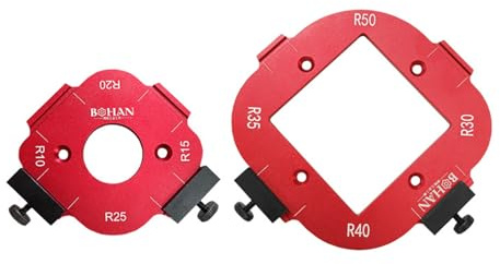 2 stycken Radie Jig Router Mallar, 4 i 1 Snabb Router Hörn Jigg Radie Mall för Träbearbetning, Rundade Stenciler Hörn Hjälpverktyg för Gör-det-själv R10 R15 R20 R25 R30 R35 R40 R50