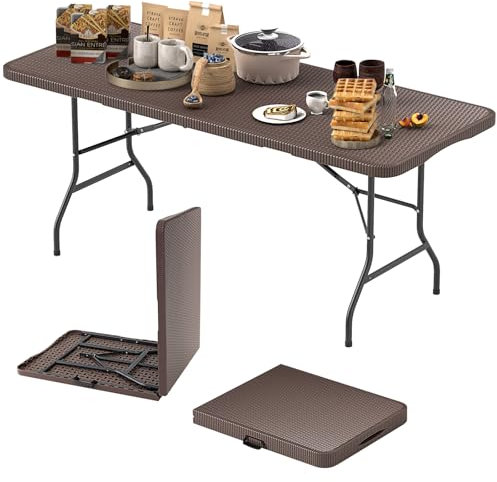 COSTWAY Tavolo da Picnic Pieghevole 180 cm, Tavolo Portatile in HDPE, per Giardino Campeggio Festa, Portata 160 kg (Tavolo)