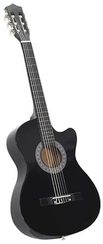 Guitare western 38 à pan coupé noir - Guitare acoustique à 6 cordes pour débutants et confirmés, parfaite pour les concerts et l'exercice