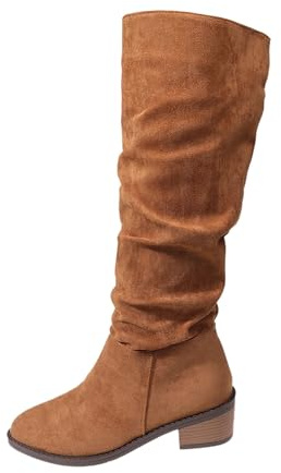 Generisch Bottines d'hiver en daim pour femme - Couleur unie - Bottes chaudes et décontractées, marron, 38 EU