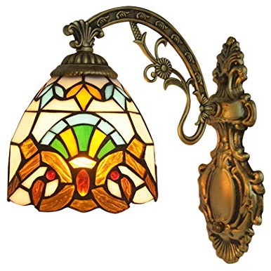 KKXXYQFC Lampade da Parete Applique Lampada da Parete Stile 8 Pollici Lampada da Parete barocca Illuminazione Lampada da Parete Frontale a Specchio a Luce Calda in Vetro colorato per corridoio