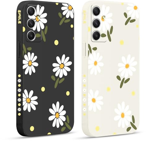 Pnakqil 2 stycken mobiltelefonfodral för Samsung Galaxy A57 6,7 tum, fodral tusensköna krysantemum målat mönster söt estetik silikon skyddande fodral vacker flicka kameraskydd fodral