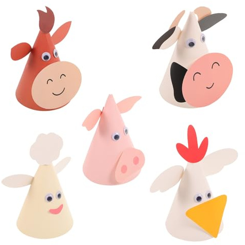 Veemoon Gorros de Cumpleaños Infantiles Diseño de Animales del Zodiaco Chino, 5 Piezas de Papel Ligero y Seguro para Fiestas Infantiles, Decoraciones y Actividades Escolares