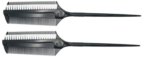Toyvian Pennello per Trattamento Chioma Doppia Faccia per Tintura Chioma in Plastica Nero Strumento Portatile Pettine per Parrucchieri, per Uso Professionale e Domestico