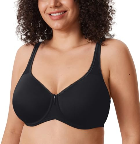 DELIMIRA Sömlös t-shirt för kvinnor plus size-bh:ar Svart 90F