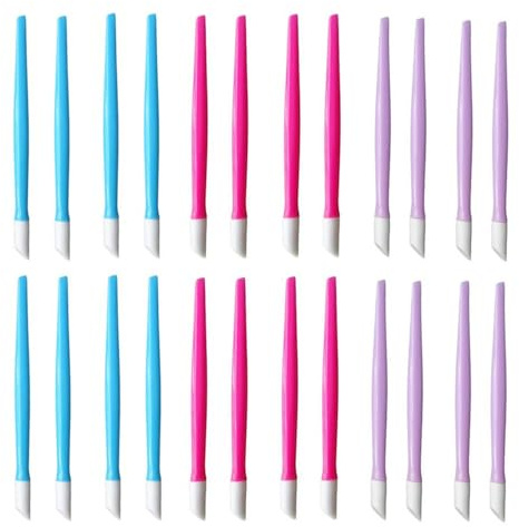 24 Pcs Rubber Nail Cuticle Pusher Plastic Handle Rubber Tipped Nail Cuticle Cleaner Acrylic Nail Art Tool