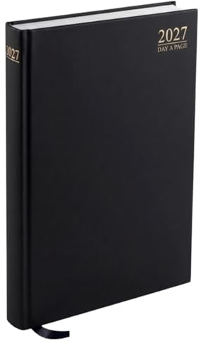 PaulStore 2027 Desk Diary A4 A5 A6 | 2027 Planner Week to View & Page a Day | Hardbacked Executive Journal for Office, Home & School (Black, A4 Day A Page)
