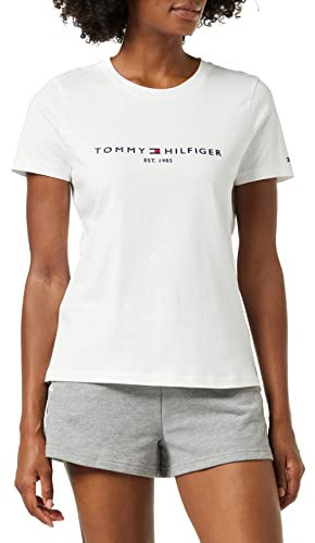 Tommy Hilfiger Damen T-Shirt Kurzarm Heritage Rundhalsausschnitt, Weiß (White), S
