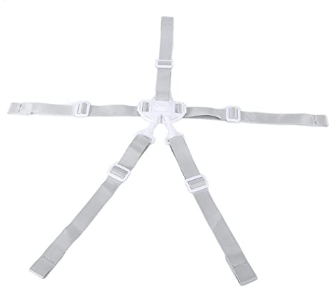 Eujgoov Correas para Silla Alta Ajustable 5 Puntos Arnés Correa de Seguridad para Bebé Cinturón para Cochecito Cochecito Silla Alta Universal Asiento de Bebé(Correa de 5 puntos con botón blanco)