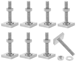 Yuehuabao 8Pcs Adaptador de Pista en T Acero Inoxidable M6 con Tuercas y Arandelas para T Ranura Caja de Techo y el Portabicicletas Pernos de fijación para Portabicicletas (M6x35mm, Plata)