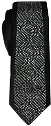 Remo Sartori - Schmale Damen-Krawatte aus Mikrofaser, Prince von Wales, hergestellt in Italien, Schwarz , Einheitsgröße