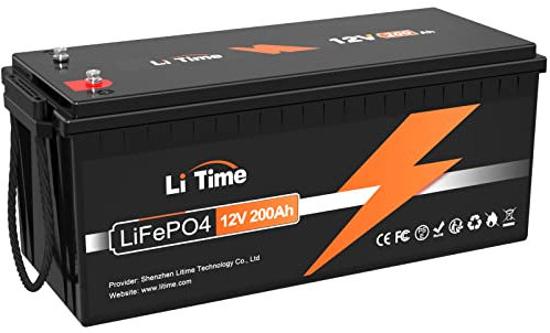 LiTime Batteria Litio 12V 200Ah, Batteria Lifepo4 Fino a 15.000 Cicli, Energia Massima 2,56kWh, Batteria al Litio con BMS 100A Per Caravan, Sistema Solare, Applicazioni Off-grid, Sistemi Fuori Rete