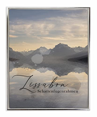 BIRAPA Lissabon Bilderrahmen 40x80 cm in Weiß Silber zum Befüllen, 3D Bilderrahmen, Rahmen für Leinwände, Holzrahmen, Schattenfugenrahmen für Keilrahmen