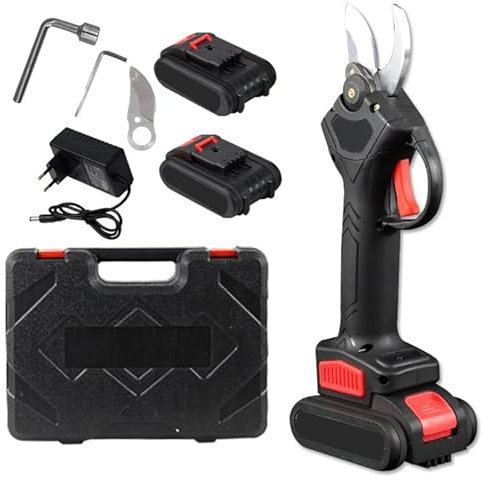 Forbice Potatura con 2 Batterie da 21V Trincia Rami Professionale, Cesoia Elettrica Portatile, Alberi da Giardino e da Frutta, Cordless Senza Fili Rami Arbusti