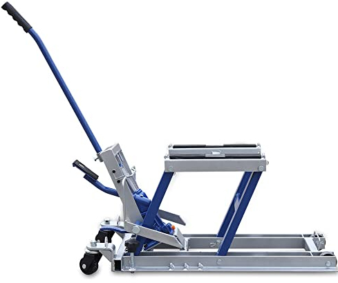 FUNYSF Ponte sollevatore per moto, 680 kg, idraulico, per motociclette e officine, robusto ponte sollevatore idraulico (blu)