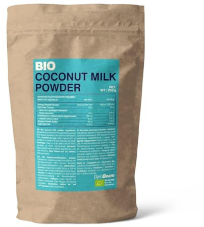 GymBeam Latte di Cocco in Polvere BIO 250g, Latte di Cocco Disidratato Istantaneo, Senza Zuccheri Aggiunti, Senza Glutine e Lattosio, Adatto per Caffè, Salse, Zuppe, Dessert, Frullati, Pancake