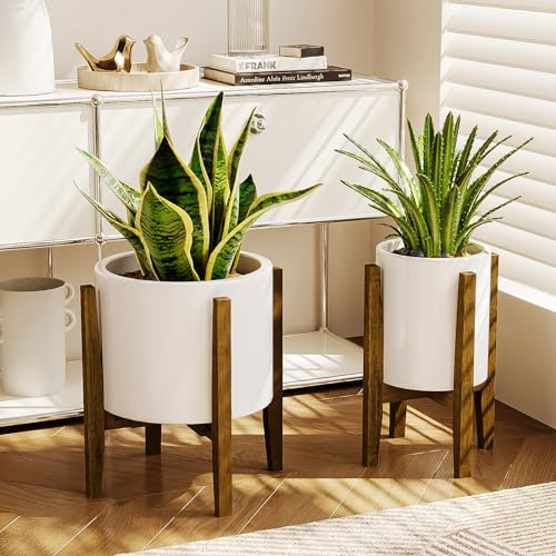 Bamworld Support Plantes d'Intérieur Porte Plante Intérieur Extérieur Réglable Piedestal pour Plantes Cache Pot sur Pied Tabouret Bambou Design pour Balcon Jardin Moderne (Pot Non Inclus)
