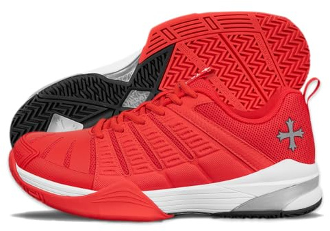 Teuton AC1- All Court - Zapatos deportivos versátiles para squash, tenis, pádel, pickleball, balonmano, ideales para superficies duras, canchas sintéticas y juegos de arena., Rojo -, 7 Women/5.5 Men