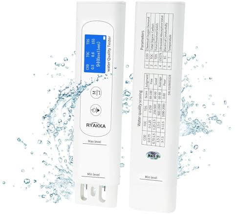 RYAKKA Trinkwasserqualitätstester, 6-in-1-TDS-Messgerät, digitaler Wassertester, TOC, COD, TDS, UV275, EC und Temperatur, organische Kontamination, Laborqualität, Wasserhahn, Wasserreiniger und