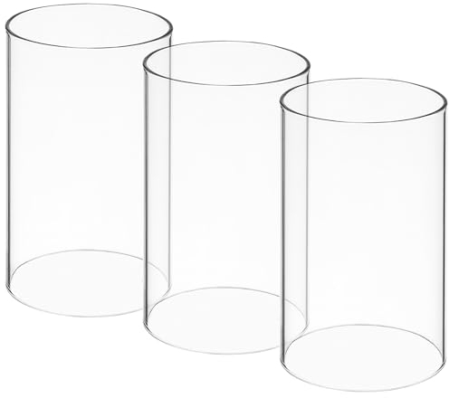 Yardenfun Abat-Jour en Verre Transparent 4 Pouces Cache-Bougie Tubulaire Coupe-Vent pour Bougie Pilier Décoration Maison Romantique