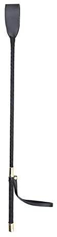 Glixoft 21 Inch Horse Whip, Pu Leather Horse Crop with Double Slapper, Black Horse Riding Crop Whip Jump Bat for Equestrian Training
