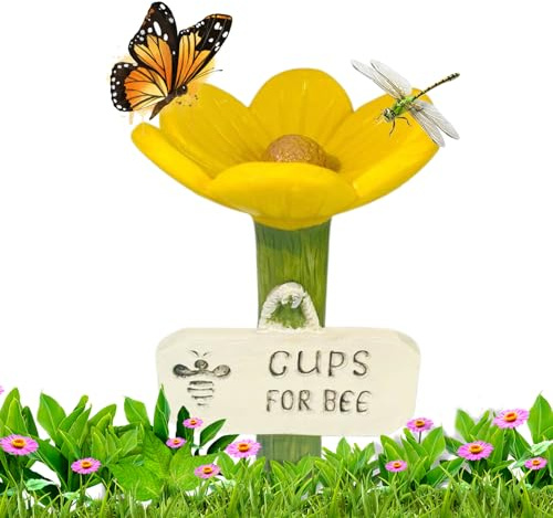 Abreuvoir à insectes, abreuvoir pour abeilles sauvages, tasses en céramique en forme de d'abeilles, distributeur de nourriture pour abeilles, distributeur d'eau pour insectes, 6,5 x 11 cm