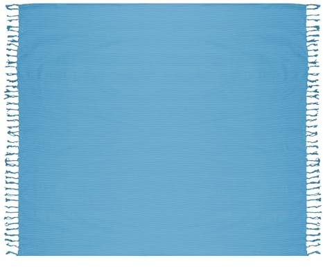 Etrexonline Fouta de Playa Extra Grande 210x240 cm con Flecos - Toalla Hammam Multifuncional, Secado Rápido, 60% Fibra, 40% Algodón, Ideal para Piscina, Camping, Viaje y Manta de Picnic - Raya Azul