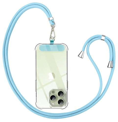 Anfire Collana universale per tutti gli smartphone, cinturino per cellulare da appendere con pad, cordino per cellulare, catena per esterni, viaggi, supporto per cellulare, regolabile e rimovibile