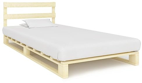 Genérico Estructura Cama palets sin colchón Madera Maciza Pino 90x200 cm,Mobiliario,Camas y Accesorios,Camas y somieres-285241