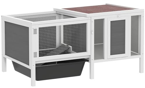 PawHut Conigliera da Esterno con Casetta 105x57.5x51.5 cm Multicolore