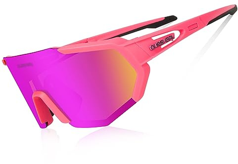 Queshark Polarizzati Anti-UV Occhiali da Ciclismo Bici MTB Intercambiabili per Sport Uomo Donna Guida Pesca Golf Baseball Corsa