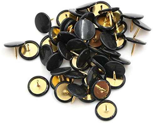 Tryckstift POWERTOOL ritstift tryckstift kartspetsar ritstift, med plasthuvuden och stålpunkter för korkbräda dekorativ anslagstavla kontorskarta 100 stycken (svart, 10 x 10 mm)